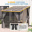 Lean-To Wall-Mounted Pergolas With Curtains And Netting-370915331