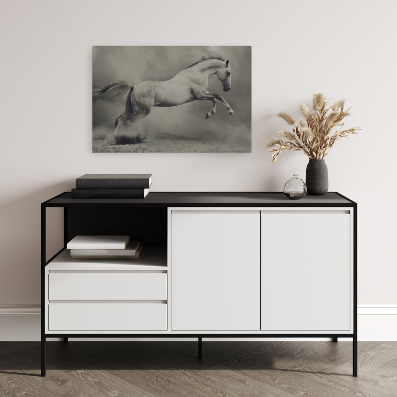 «Leaping Horse Dust», art mural cheval contemporain, 16" H x 24" W