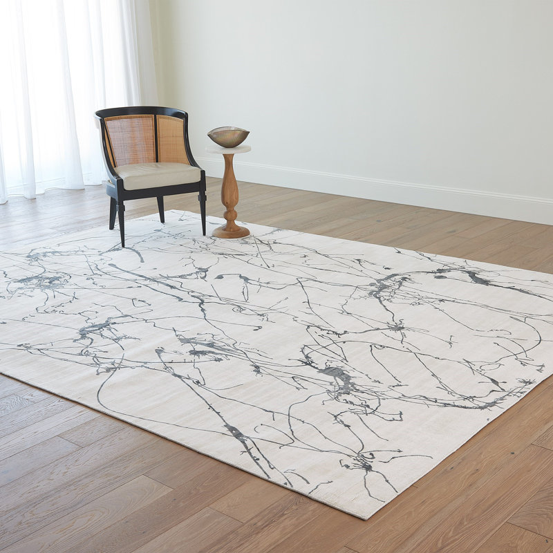 Hand Loomed Abstract Area Rug, Rectangle 5' x 8'