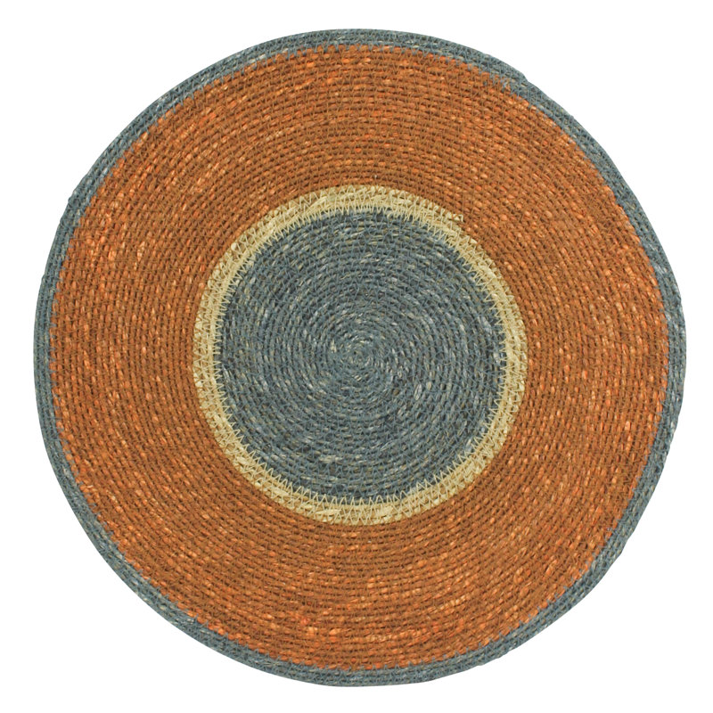 Placemat, Seagrass - Rnd, Teal, Rust