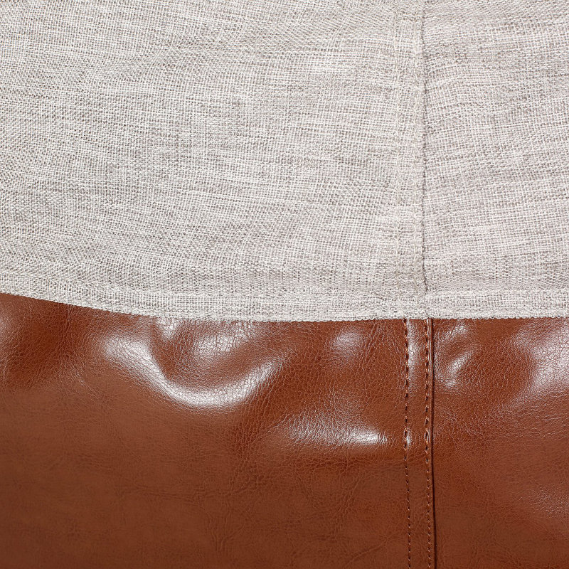 Fauteuil à billes rond Maxi en tissu bicolore et similicuir de 5 pieds gris clair et brun café