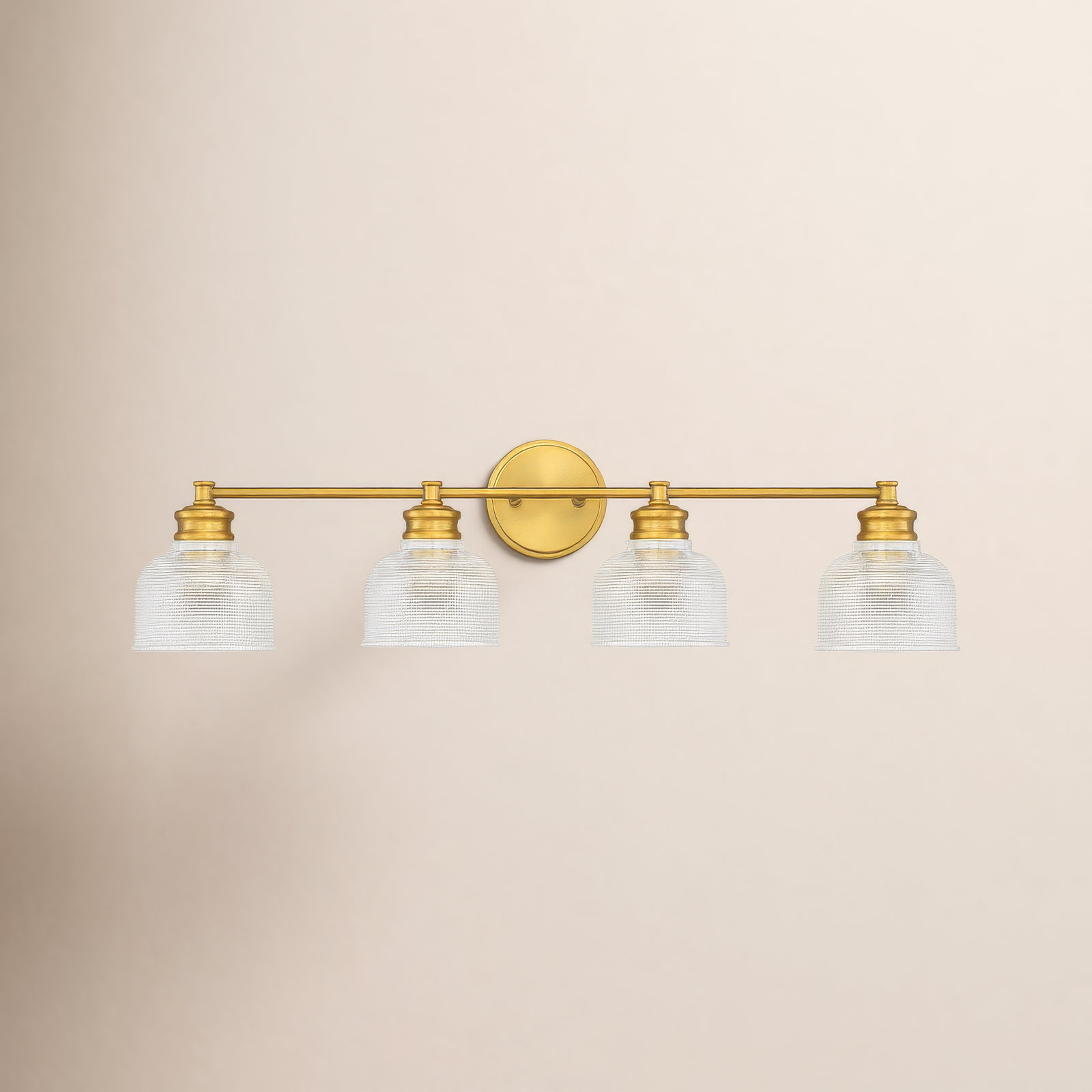 Besima 4 Light Hammered Dimmable Vanity Light, Natural Brass
