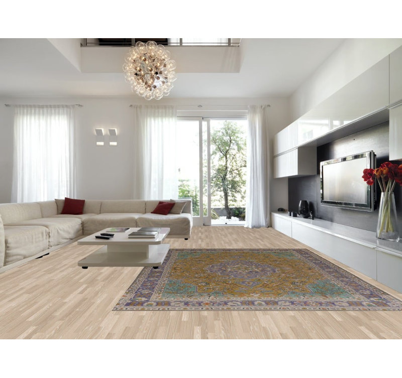 Tapis traditionnel rétro vert 10 x 13