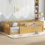 Structure de lit simple Roomfitter en bois avec clôture, plateforme Montessori à plateforme basse pour chambre à coucher ou salle de jeux-1051968422-1051968419