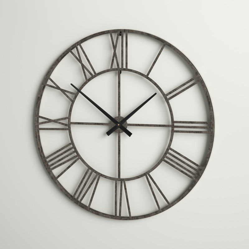 Hartley Skeleton Wall Clock, Antique Silver