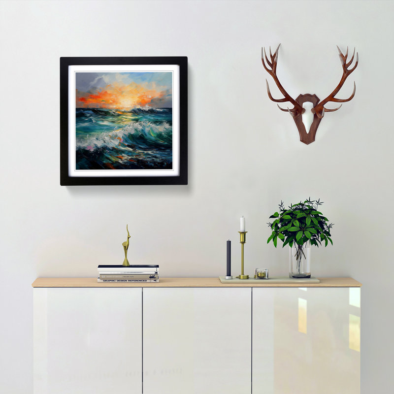 Ocean Palette Knife Painting No.2 - Framed Print, Black
