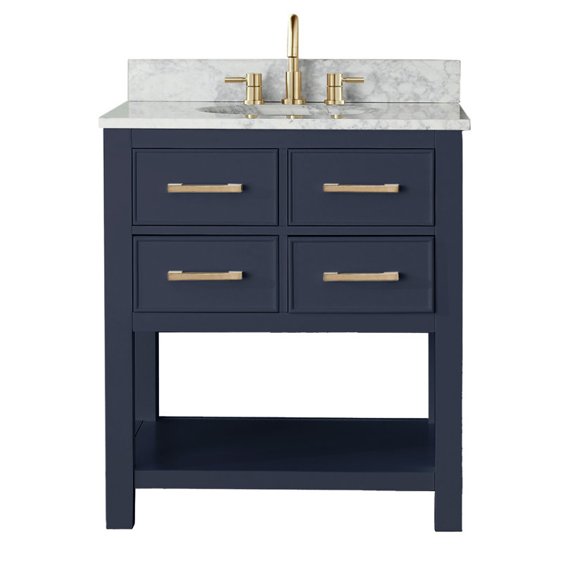 Brooks 31 in. Single Vanity, Rectangular, Carrera White Marble, Chilled Gray
