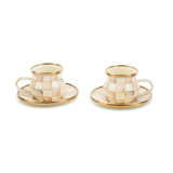 Mocha Check Espresso Cup and Saucer Set