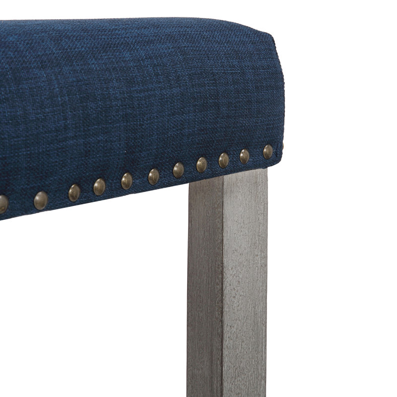 Tabouret de bar et de comptoir rembourré Jameson, Tabouret de comptoir (siège d’une hauteur de 24, Gris / bleu marine