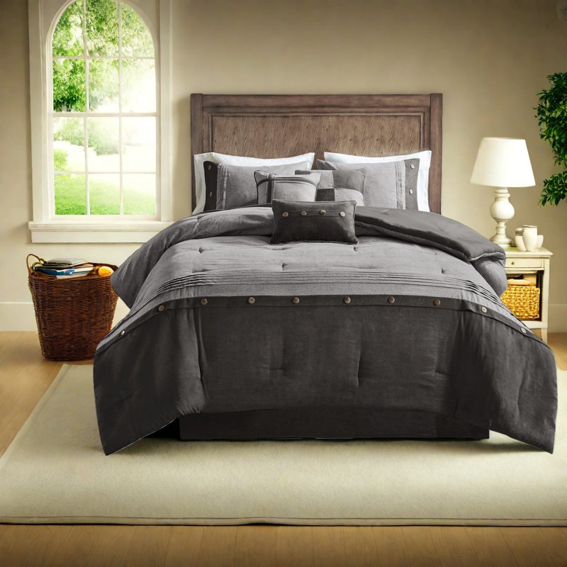 Ensembles de literie confortables en simili suède, matériau en polyester, style chalet rustique pour la maison