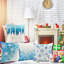 Ensemble de 4 housses de coussins décoratifs 20 X 20 pouces Merry Christmas Blue Snow Winter
