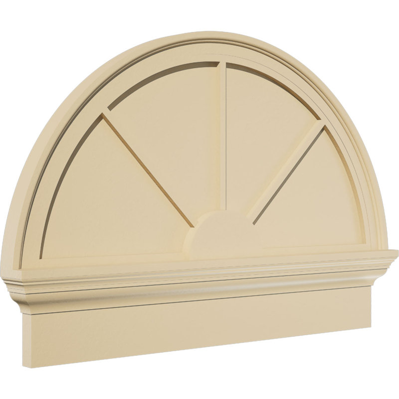 Demi-rond signature fronton en uréthane, brun clair apprêté, 30 po x 21,75 po x 2,75 po, Combinaison, 3 rayons