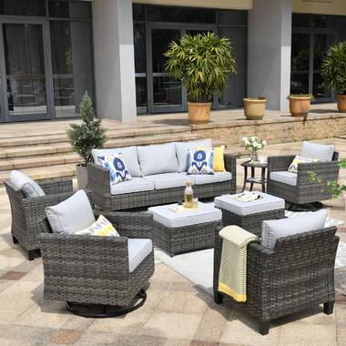 Outdoor Wicker Recliner Patio Chair with Cushions Latitude Run Cushion Color: Navy Blue