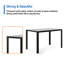 4 tables de salle à manger avec plateau en verre trempé et support en métal, 29,5 po x 45,98 po x 26,95 po, noir, plateau de charge maximal de 170 lb pour 4 personnes, 26,95 po x 29,5 po x 45,98 po,