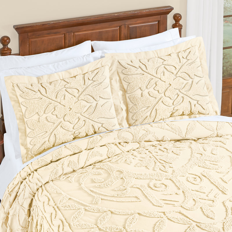  Taie décorative florale en coton, Crème