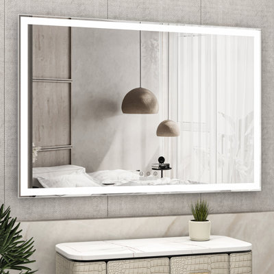 60x40 Inch Bathroom Mirror With Led , Waterproof, Aluminum Frame, 3 Color Modes, Smart Touch Button Operation System Feature Functionality Oversized Led, Stable And Dependable Design