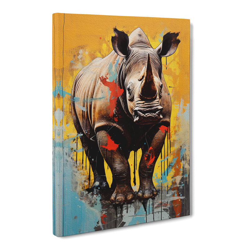 Rhino Contemporary No.2 - Wrapped Canvas, 60cm H x 40cm W x 3cm D