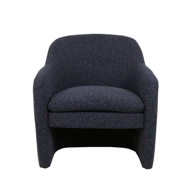 Brijpal Sherpa Fabric Upholstered Barrel Accent Chair, Blue Polyester Blend