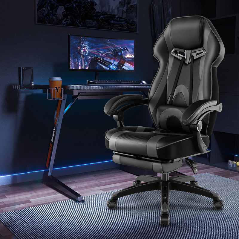 Chaise de bureau Zoarah, noir + gris