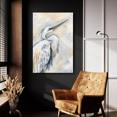 «White Egret» par Yvette St. Amant, art mural en verre acrylique
