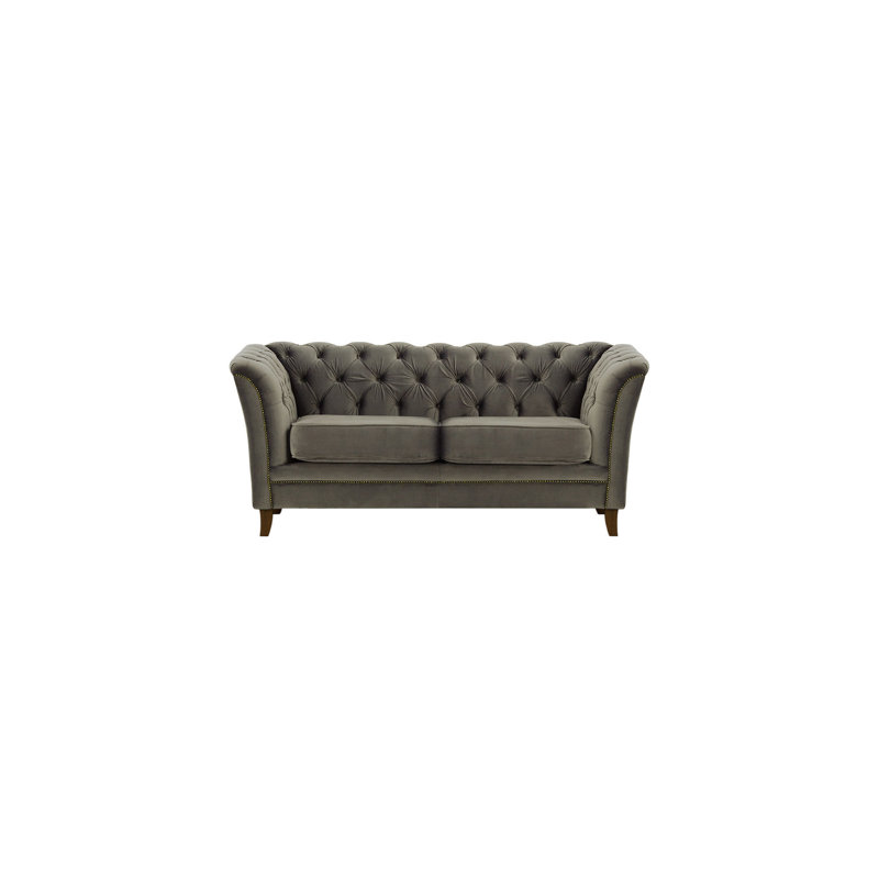 Cassie 2 Seater Velvet Sofa, Dark Oak, Dark Grey