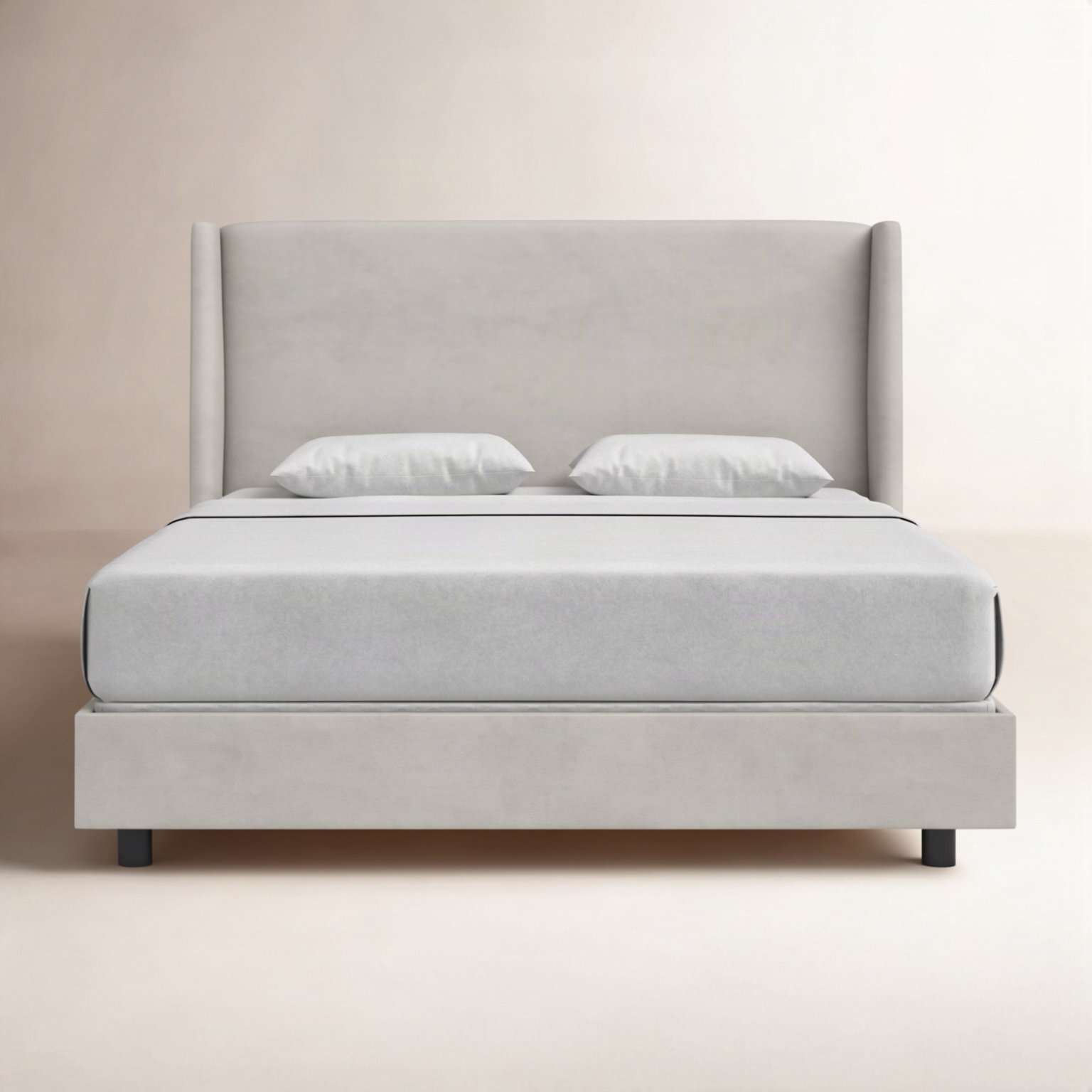 Tilly Upholstered Wingback Bed, California King, Bella Light Gray Performance Velvet