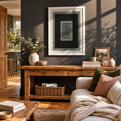 Greek Key Pattern Geometric - Framed Print