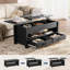 Table basse avec plateau relevable, table basse convertible avec plateau en bois, 2 tiroirs et compartiment caché-1992299211