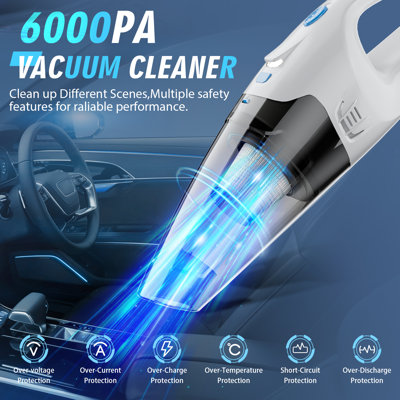 Teendow 6000pa Cordless Handheld Vacuum Cleaner, Hard Floor Vaccum Cleaners For Apartment, Laminate And Rug, Blue&white