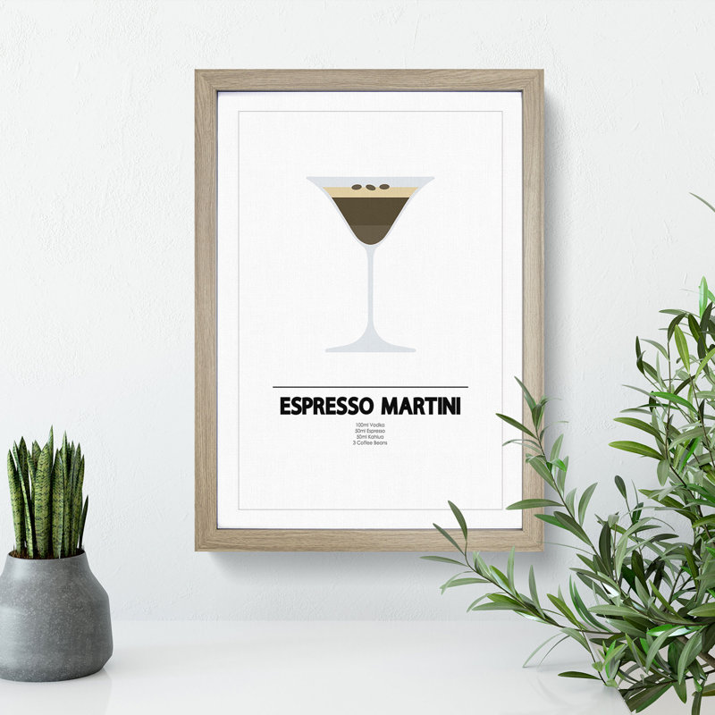 Espresso Martini - Picture Frame Graphic Art, 36cm H x 27cm W x 2cm D, Oak