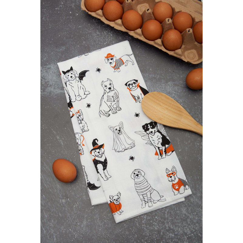 Torchon 100% coton Dogs Halloween