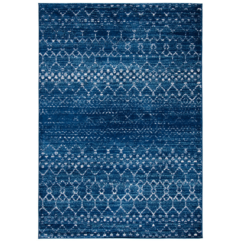 Tapis bleu / ivoire Peabody Southwestern, Rectangle 10 pi x 13 pi