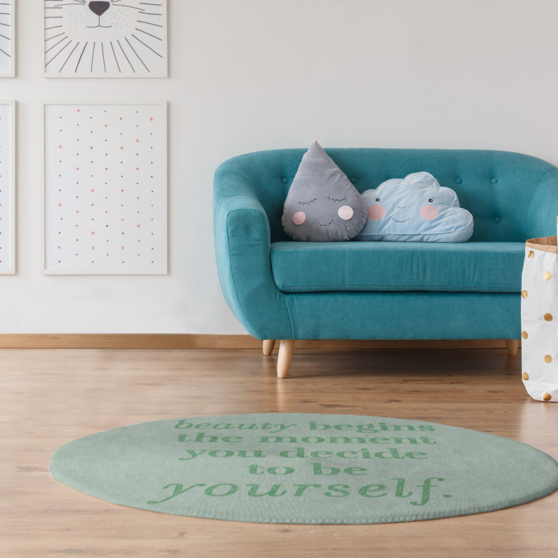 Tapis en poly-chenille à la main, Rond 5 pi