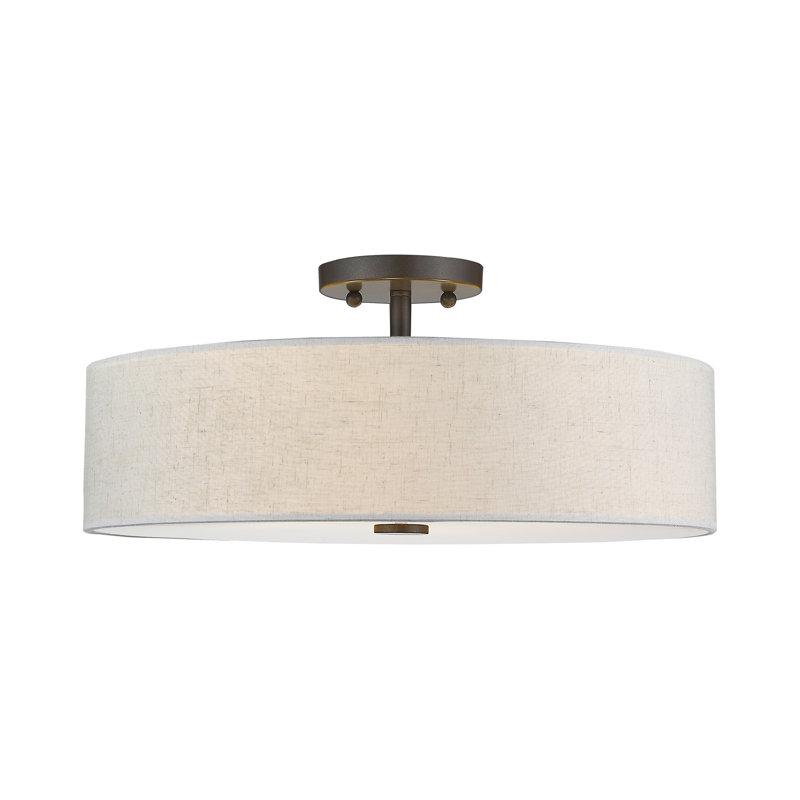 Flaire Linen Blend Semi Flush Mount, English Bronze