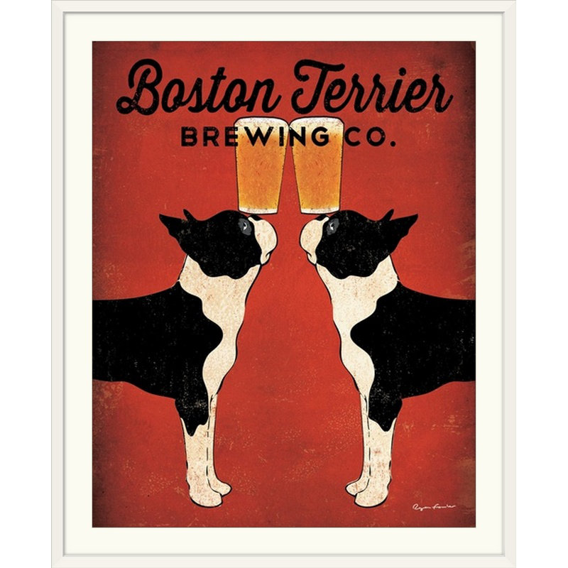 « boston terrier infusement co » par ryan fowler, affiche rétro, H 48 po x l 38 po x P 1,5 po, Toile