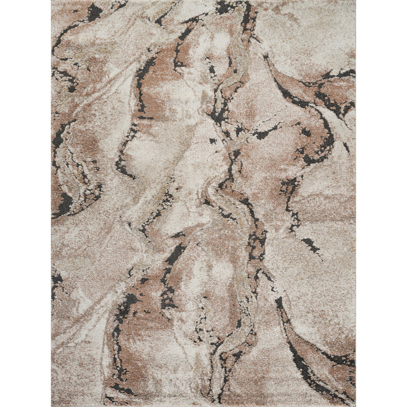Essence Living Room Area Rug Oragnic Abstract Design Thick Cut-Shrink Pile Soft Modern Carpet with Jute Backing Contemporary Hallway Indoor Rug, Terracotta