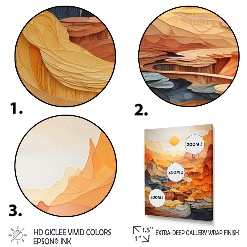 Isold Bold Landscape Canyon Desert II - Canyon, art mural, Toile tendue, H 20 po x l 12 po x P 1 po