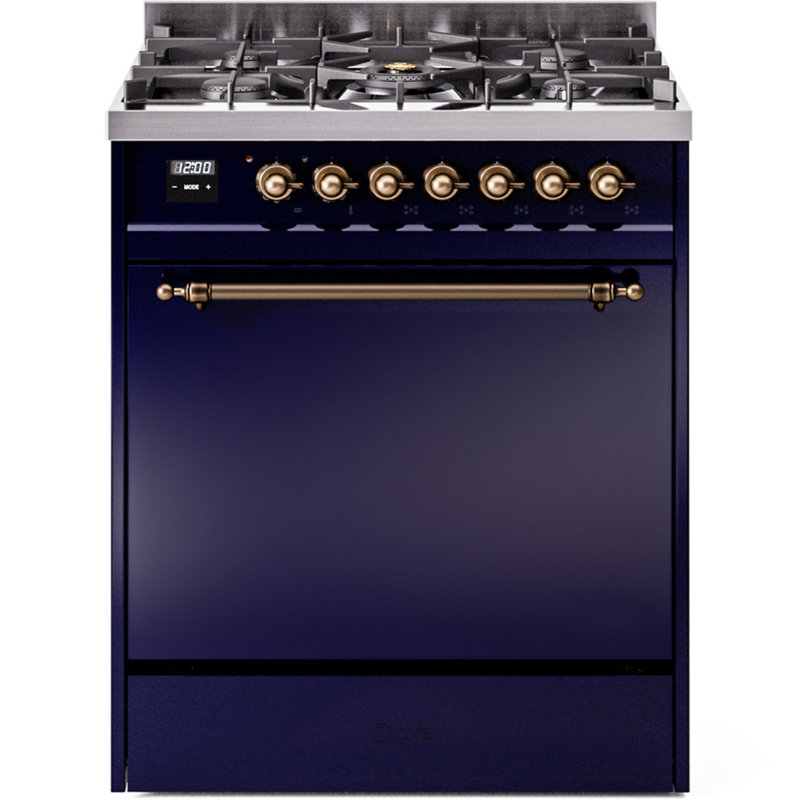 ILVE Nostalgie II 30 in Dual Fuel Range, Liquid Propane, Midnight Blue/Bronze