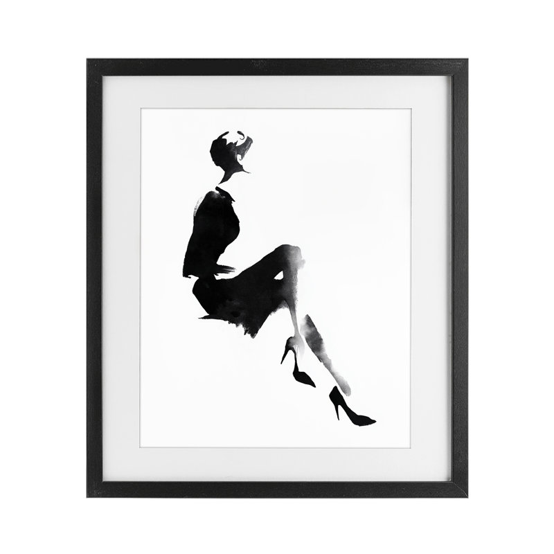 «Chic Silhouette Noir», reproduction sous verre encadrée par Svetlana Aleynikova, H 16 po x l 13 po