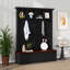 Arbre d'entrée 4 en 1 avec banc à grain de bois, portemanteau polyvalent avec 2 grands tiroirs, rangement pour l'entrée avec 6 crochets noirs-239041005