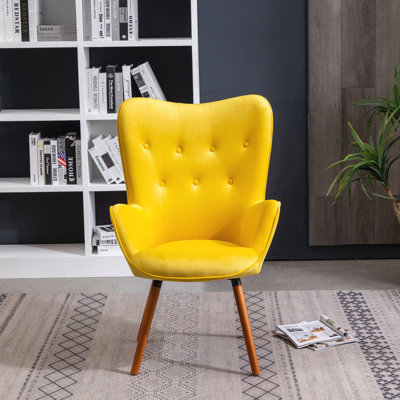Fauteuil d'appoint contemporain à dossier capitonné en velours