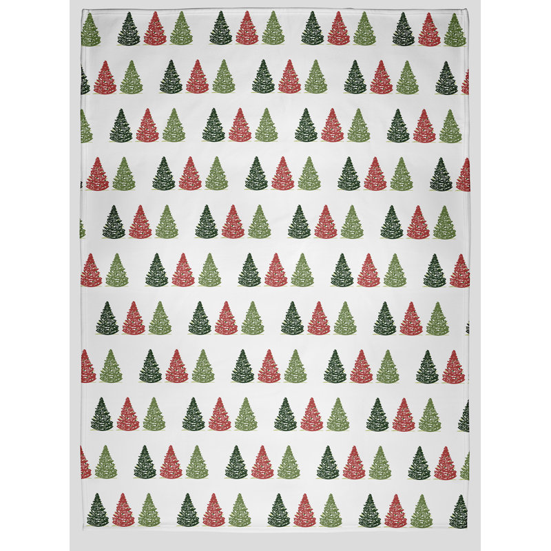 Merry Trees Pattern Christmas Throw Blanket, 60" W x 80" L, Multi/Traditional