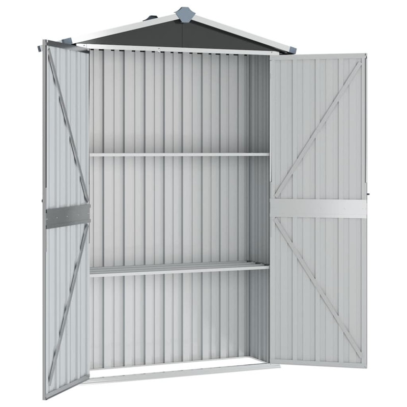 VidaXL Outdoor Storage Shed Garden Shed with 3 Shelves Metal Storage Shed, Anthracite