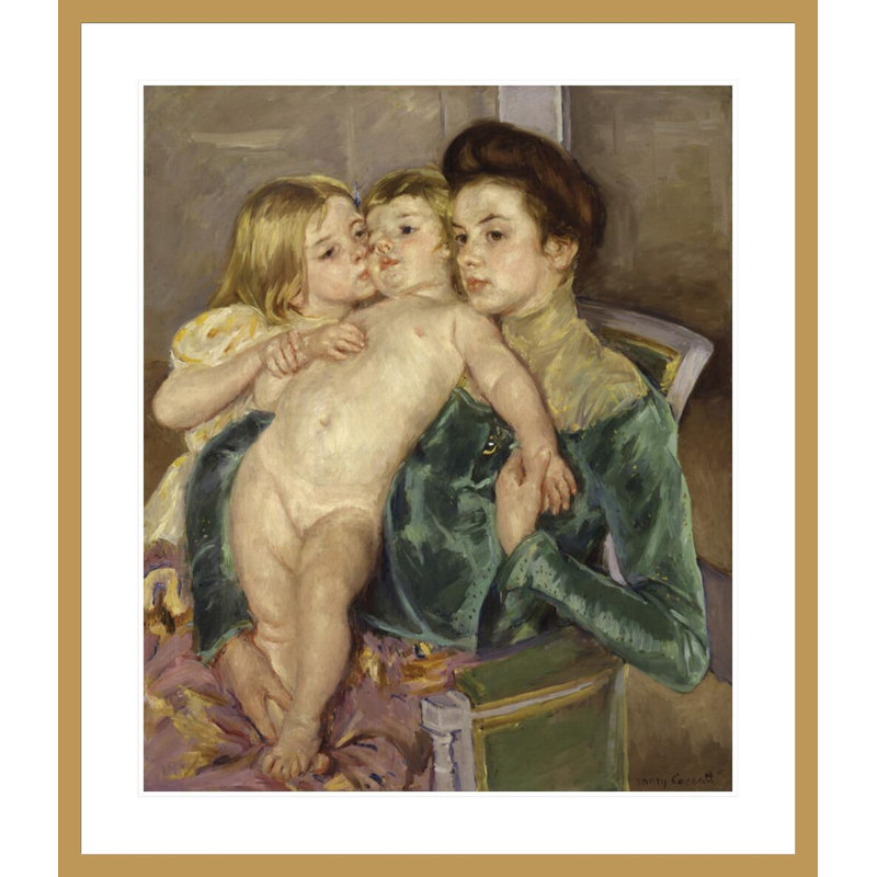 «The Caress» par Mary Cassatt, impression giclée sur cadre, H 38,67 po x l 33,5 po