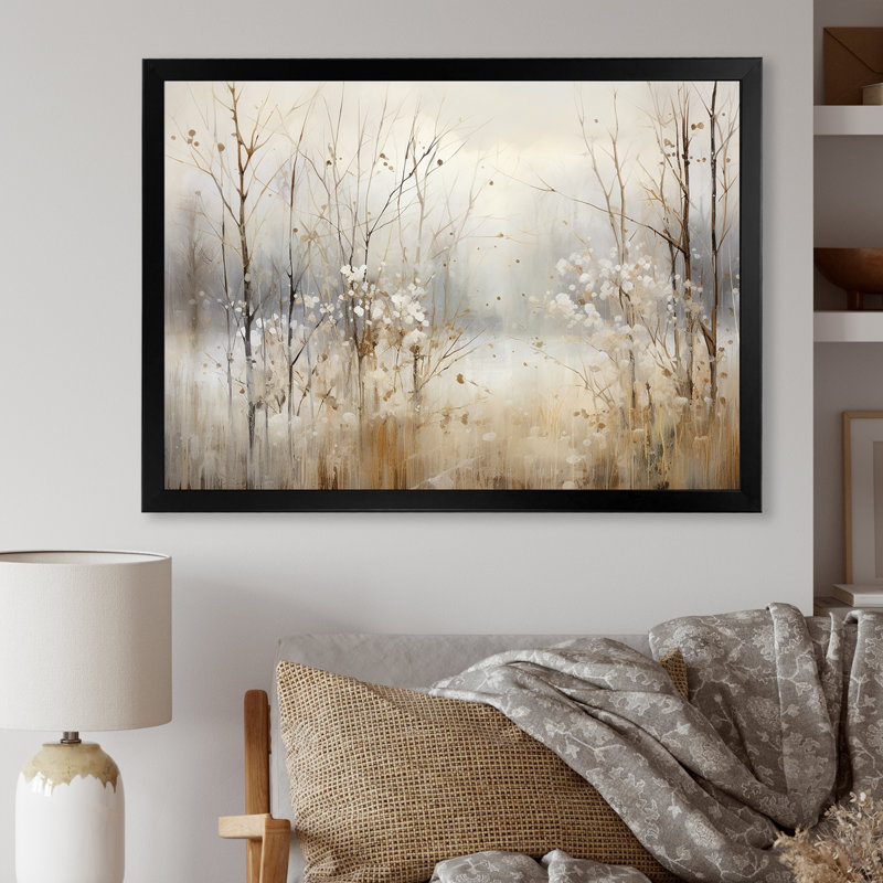 «Winter Meadow View calmness II», impressions sur toile Meadow, H 34 po x l 44 po, Impression encadrée, Noir