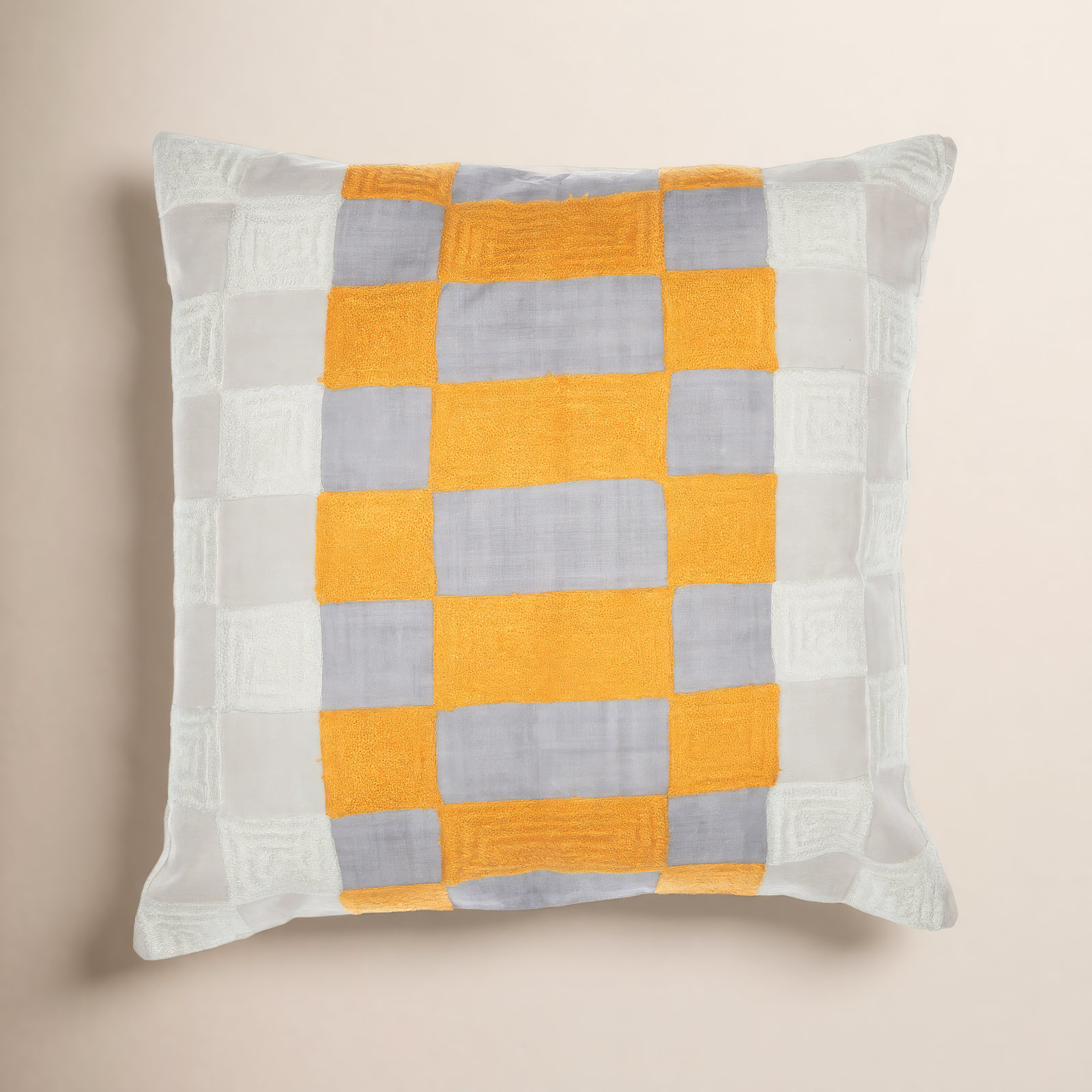 Textured Throw Pillow, Pillow Cover Only - No Insert, Yellow/Gray/Ivory