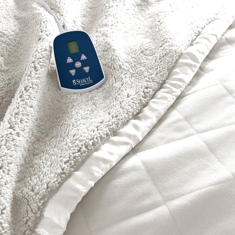 Couverture électrique en sherpa Micro Flannel®, Simple, Ivoire