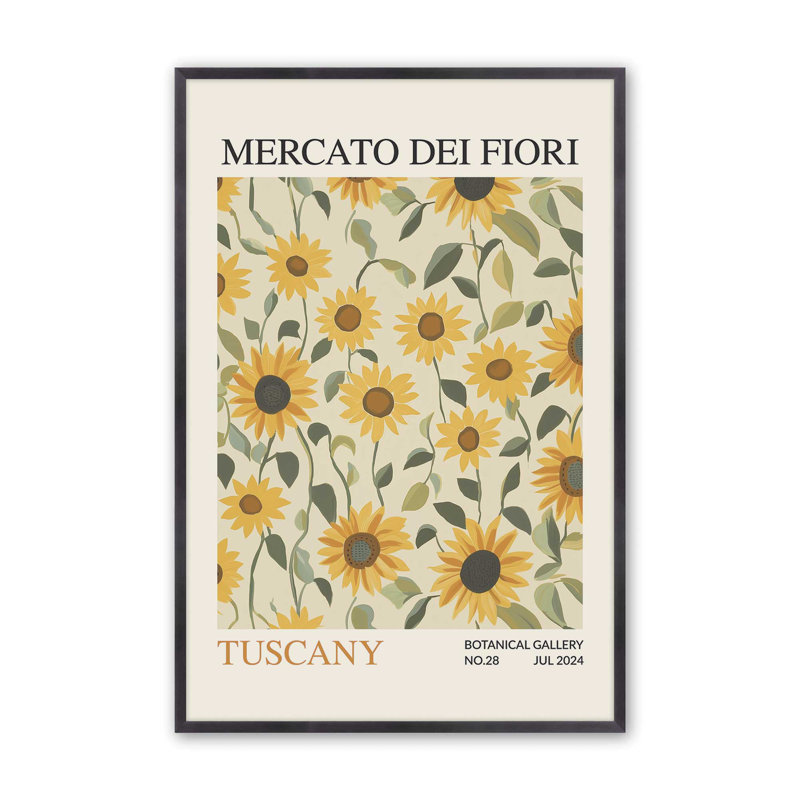 Imprimé de marché aux fleurs d'été Toscane, Reproduction encadrée sans passe-partout, H 17,25 po x l 13,25 po x P 1,25 po