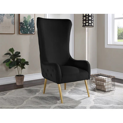 Fauteuil en velours à haut dossier Marjorie 