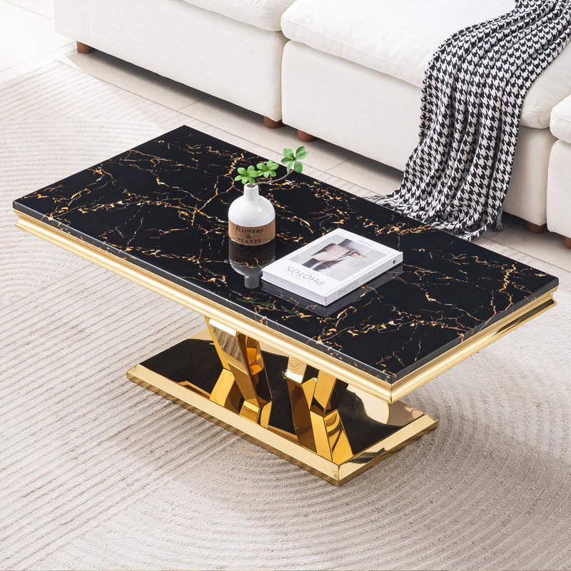 Lewton Single Coffee Table, Gold, Black